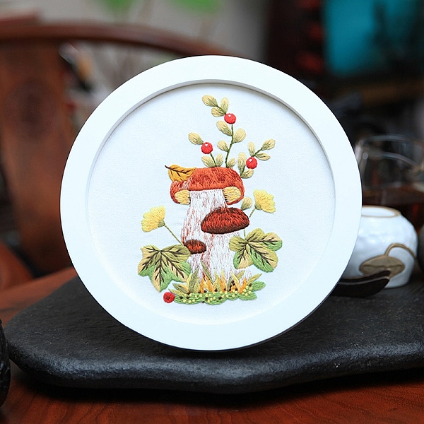 

PandaHall DIY Mushroom Pattern Embroidery Starter Kits, including Bamboo Embroidery Hoop, Canvas, Thread, Sewing Needle, Colorful, 0.3~0.4mm...