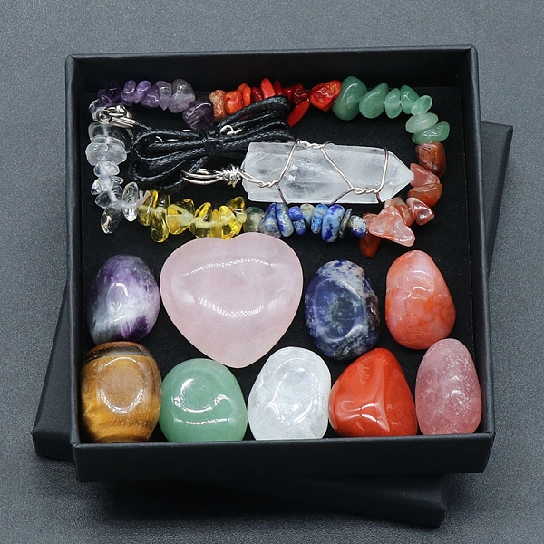 

PandaHall Tumbled and Heart Stone & Bracelet & Necklace Mixed Natural Gemstone Healing Stones Set, Reiki Stones for Energy Balancing...
