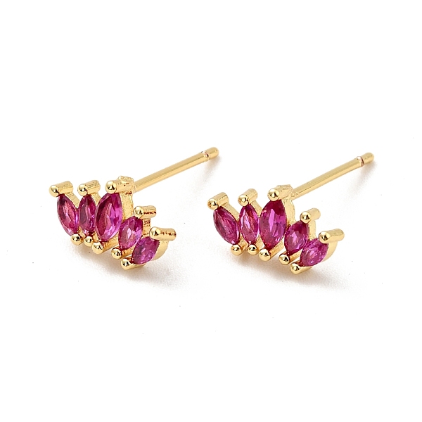 

PandaHall Cubic Zirconia Oval Stud Earrings, Real 18K Gold Plated Brass Jewelry for Women, Cadmium Free & Nickel Free & Lead Free, Deep Pink...