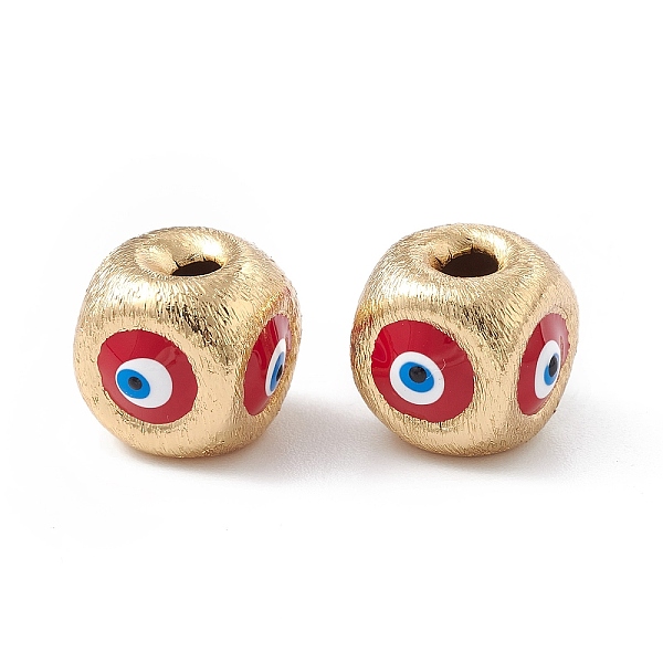 

PandaHall Brass Beads, with Enamel, Real 18K Gold Plated, Cube with Evil Eye, FireBrick, 10.5x11.5x11mm, Hole: 2.5mm Brass+Enamel Cube Red