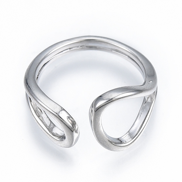 

PandaHall Brass Wire Wrap Teardrop Open Cuff Ring for Women, Nickel Free, Real Platinum Plated, US Size 5 1/2(16.1mm) Brass