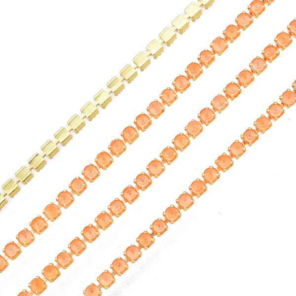 

PandaHall Brass Rhinestone Strass Chains, Rhinestone Cup Chain, Imitate Luminous Style, Raw(Unplated), Sun, 1.5x1.5mm, about 18.70 Feet..., Orange