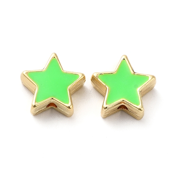 

PandaHall Rack Plating Alloy Enamel Beads, Star, Golden, Lawn Green, 11x11x5mm, Hole: 1.6mm Alloy+Enamel Star