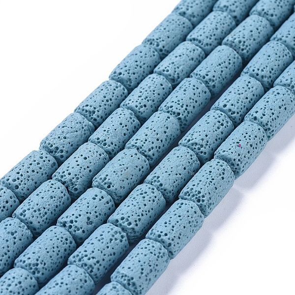 

PandaHall Natural Lava Rock Beads Strands, Dyed, Column, Sky Blue, 14~15x8mm Lava Rock Column Blue