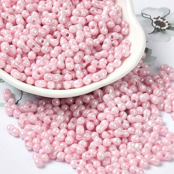 

PandaHall Opaque Colours Luster Glass Seed Beads, Peanut, Pink, 6x3.5x3mm, Hole: 1mm, about 7258pcs/pound Glass Peanut Pink