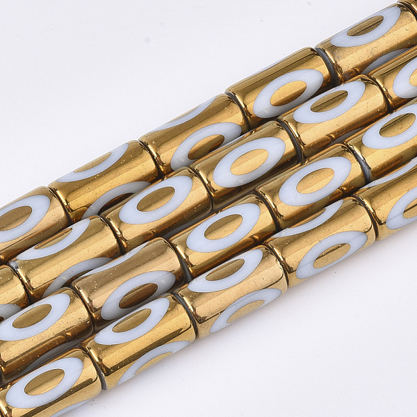 

PandaHall Electroplate Glass Beads Strands, Column with Eye Pattern, Gold, 19.5~20x10mm, Hole: 1.4mm, about 15~17pcs/strand, 11.81 inch...