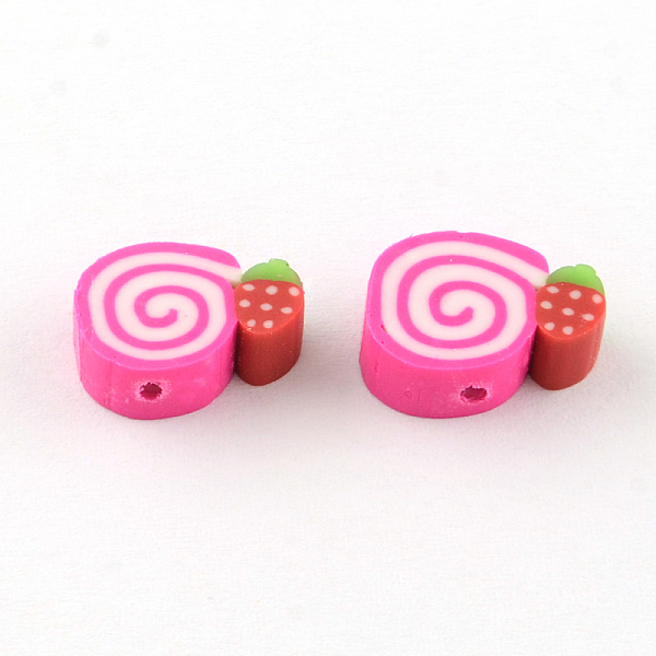 

PandaHall Handmade Cake Polymer Clay Beads, Deep Pink, 9~10x12~13x4mm, Hole: 1mm Polymer Clay Food