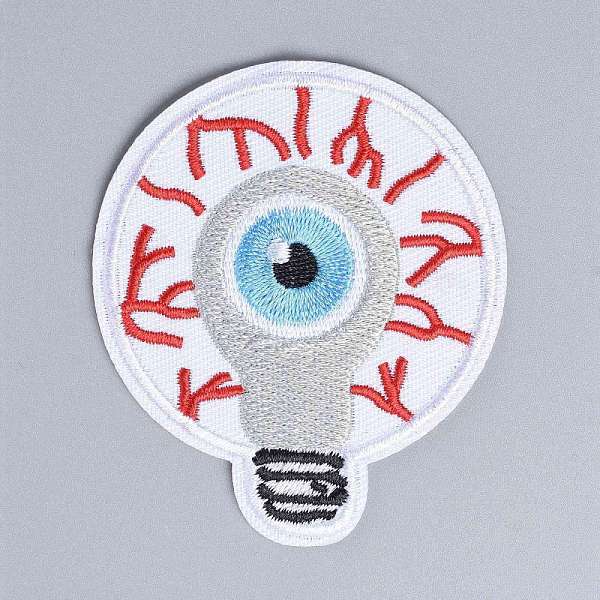 PandaHall Computerized Embroidery Cloth Iron on/Sew on Patches, Costume Accessories, Appliques, for Backpacks, Clothes, Halloween, Bulb with...