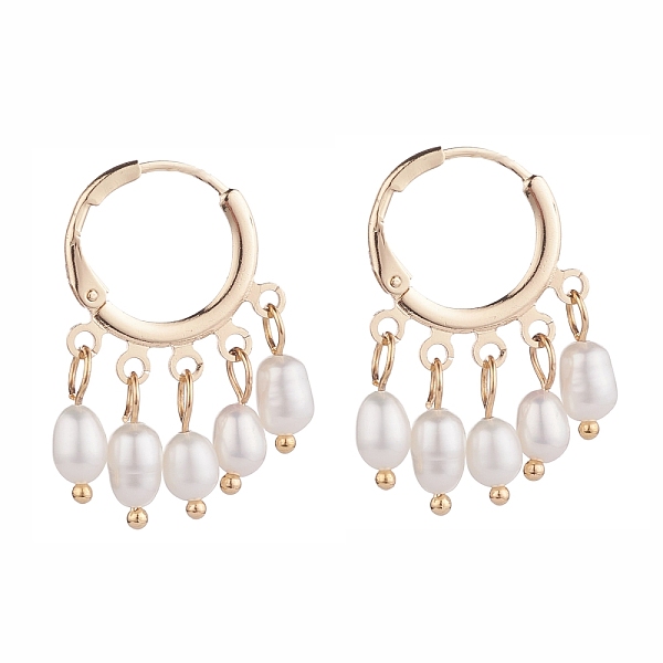 

PandaHall Brass Natural Cultured Freshwater Pearl Huggie Hoop Earrings, Dangle Earing, with Brass Ball Head Pin, Golden, 29x18.5mm, Pin...