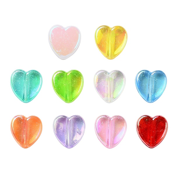 

PandaHall SUPERFINDINGS 1600Pcs 10 Colors Eco-Friendly Transparent Acrylic Beads, Heart, Dyed, AB Color, Mixed Color, 8x8x3mm, Hole: 1.5mm..., Multicolor