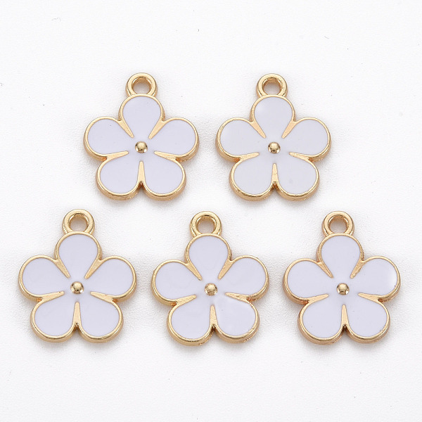 

PandaHall Alloy Enamel Pendants, Light Gold, Cadmium Free & Nickel Free & Lead Free, Flower, White, 17x14x2.5mm, Hole: 1.6mm Alloy+Enamel...