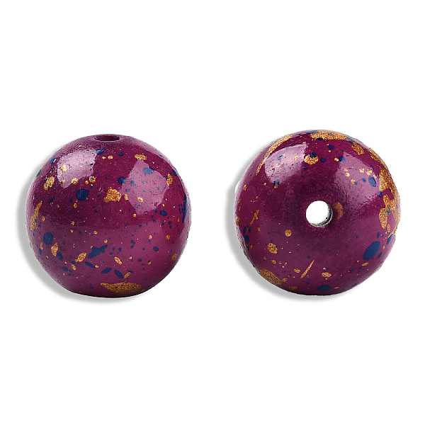 

PandaHall Spray Painted Resin Beads, Round, Purple, 20x19mm, Hole: 2~2.4mm Resin Round Purple