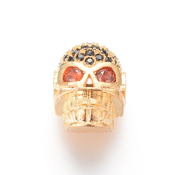 

PandaHall Brass Micro Pave Cubic Zirconia Beads, Skull, Golden, 13.3x10.1mm, Hole: 2mm Brass+Cubic Zirconia Skull