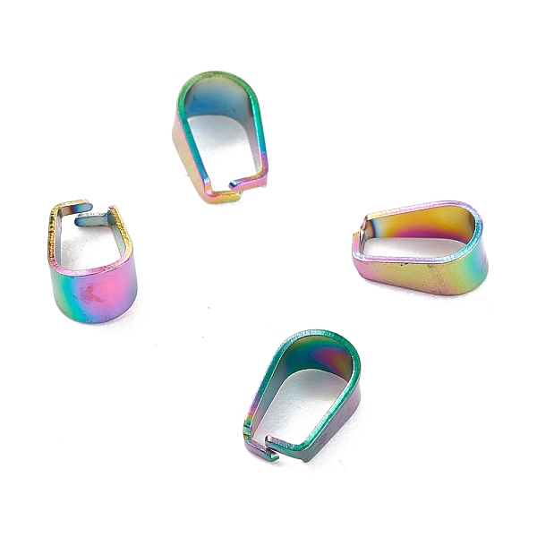 

PandaHall Ion Plating(IP) 304 Stainless Steel Snap On Bails, Rainbow Color, 9x4x6mm, Pin: 0.6mm 304 Stainless Steel