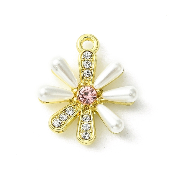 

PandaHall Alloy and Rhinestone Pendant, with Resin, Flower, Golden, 19x16x5mm, Hole: 1.6mm Alloy+Rhinestone Flower Clear