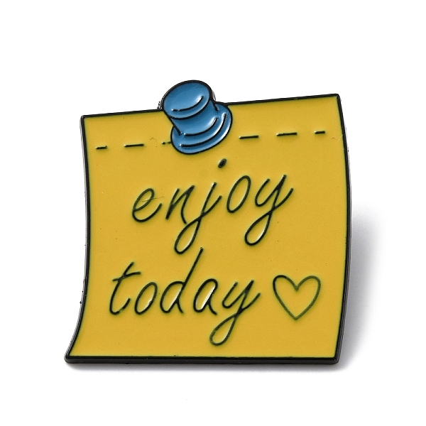 

PandaHall Word Enjoy Today Alloy Enamel Brooch Pins, for Backpack, Clothes, Yellow, 29.5x30x1.5mm Alloy+Enamel Word Yellow