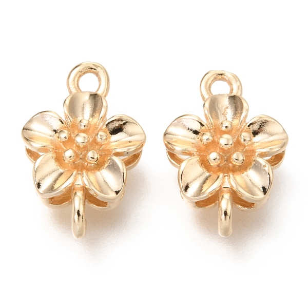 

PandaHall Brass Links Connectors, Long-Lasting Plated, Flower, Real 14K Gold Plated, 14x9x4mm, Hole: 1.4mm and 1.6mm Brass Flower