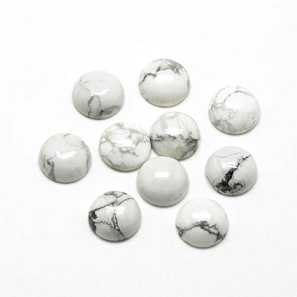 

PandaHall Natural Howlite Cabochons, Half Round/Dome, 16x6mm Howlite Half Round