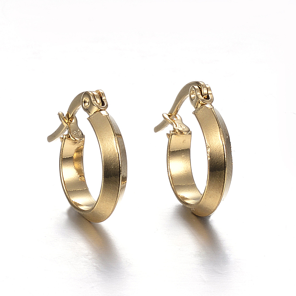 

PandaHall 304 Stainless Steel Hoop Earrings, Golden, 15.5x13.5x3mm, Pin: 1x0.8mm 304 Stainless Steel