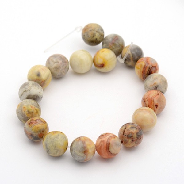 

PandaHall Natural Crazy Agate Round Bead Strands, 12mm, Hole: 1mm, about 16pcs/strand, 7.5 inch Crazy Agate Round