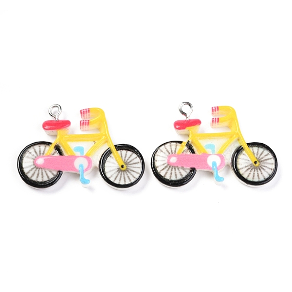 

PandaHall Resin Pendants, with Platinum Iron Loop, Bicycle, Colorful, 24.5x34.5x4mm, Hole: 2mm Iron+Resin Others