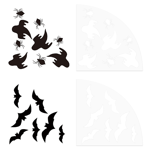 

PandaHall Custom Acrylic Tie-Dye Template, Painting Supplies, Fanshaped, Halloween Themed Pattern, 20x20x0.25cm, 2pcs/set Acrylic Bat