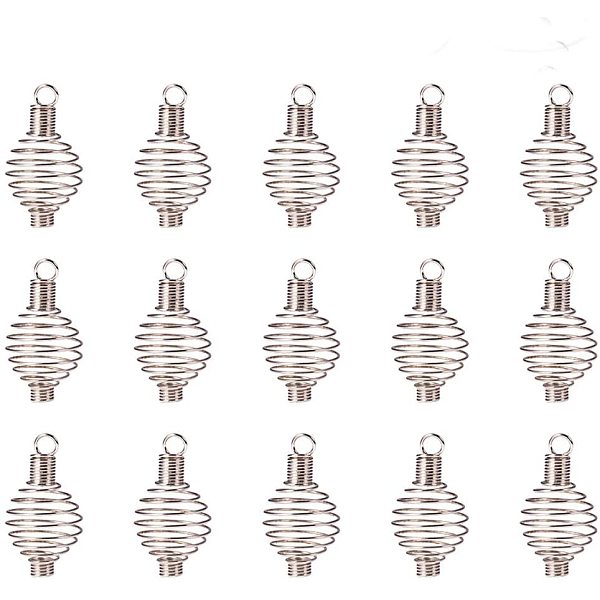 

PandaHall 15pcs Stainless Steel Large Spiral Cages for Crystals and Gemstones, Spiral Bead Cages, 34x24mm Stainless Steel Round