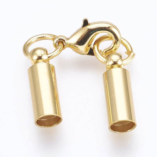 

PandaHall Brass Lobster Claw Clasps, with Cord Ends, Long-Lasting Plated, Real 18K Gold Plated, 39mm, Hole: 3mm Brass Others