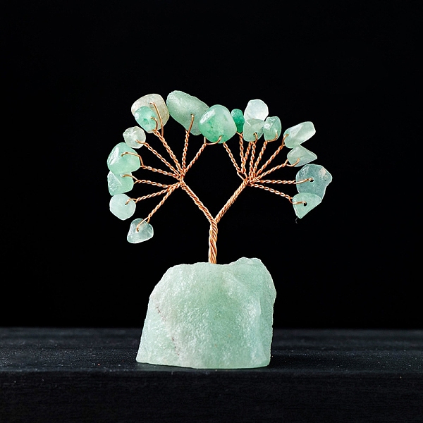 

PandaHall Natural Green Aventurine Chips Tree Decorations, Gemstone Base with Copper Wire Feng Shui Energy Stone Gift for Home Office...