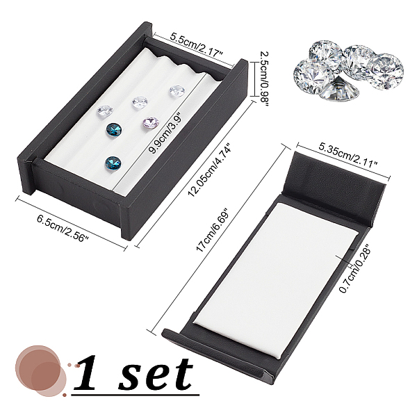 4-Slot Rectangle PU Letaher Loose Diamond Presentation Box