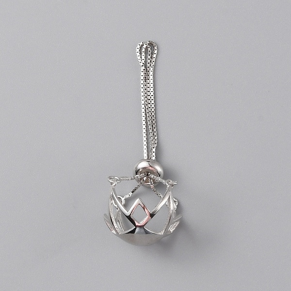 

PandaHall Sterling Silver Flower Pendant Blank for Irregular Gemstone Cabochon Pendant Settings, Slider Hollow Charm Pendant Base, Platinum...