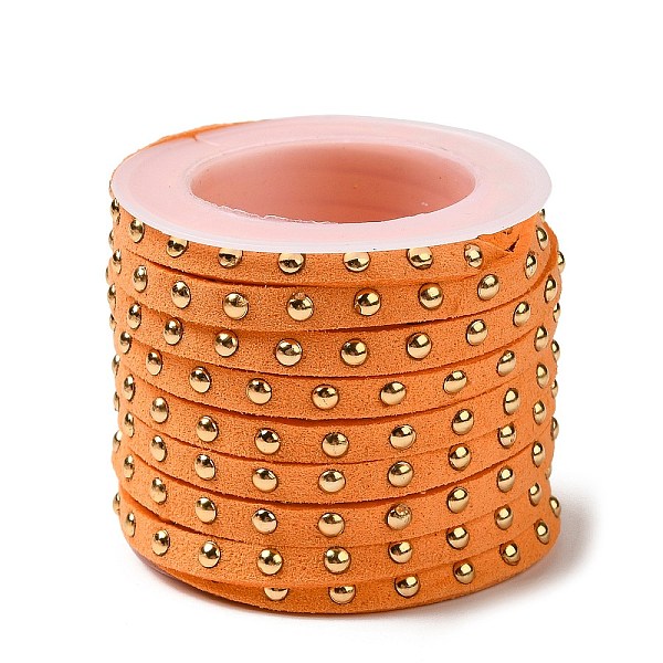 

PandaHall Faux Suede Cord, with Golden Tone Alloy Rivet, For Punk Rock Jewelry Making, Orange, 5x2.5mm, about 5.46 yards(5m)/roll Faux...