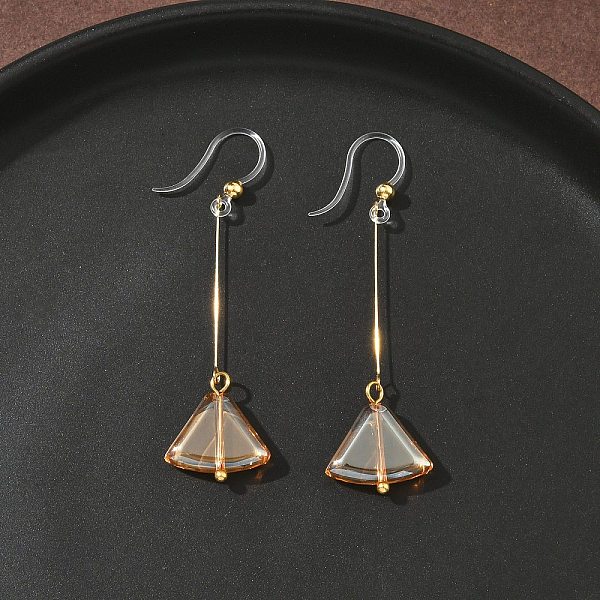 Electroplated 304 Stainless Steel Resin Fan Dangle Earrings