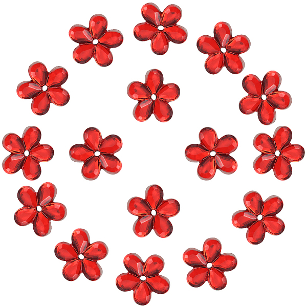 GORGECRAFT 300PCS Red Flower Rhinestones 11mm Mini Flat Back Resin Flowers Gems Round Floral Charms Buttons DIY Crafts for Scrapbooking Cell Phone Case Jewelry Making Hair Decoration Ornament