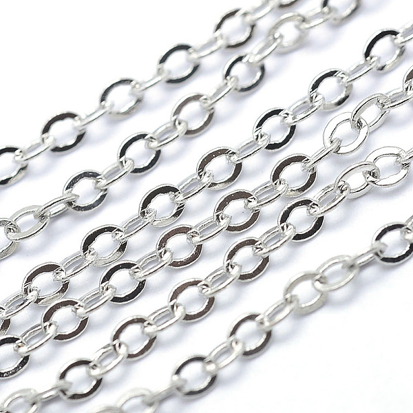 

PandaHall Brass Cable Chains, Soldered, Flat Oval, Platinum, 2.5x2x2mm Brass
