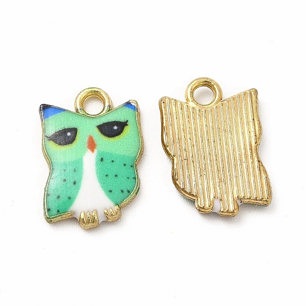

PandaHall Printed Alloy Pendants, Lead Free & Cadmium Free & Nickel Free, Owl Charm, Golden, Medium Aquamarine, 15x10.5x2mm, Hole: 1.8mm...