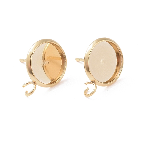 

PandaHall 304 Stainless Steel Stud Earring Settings, with Loop, Flat Round, Golden, Tray: 10mm, 15x12x1.5mm, Hole: 2mm, Pin: 0.8mm 304...