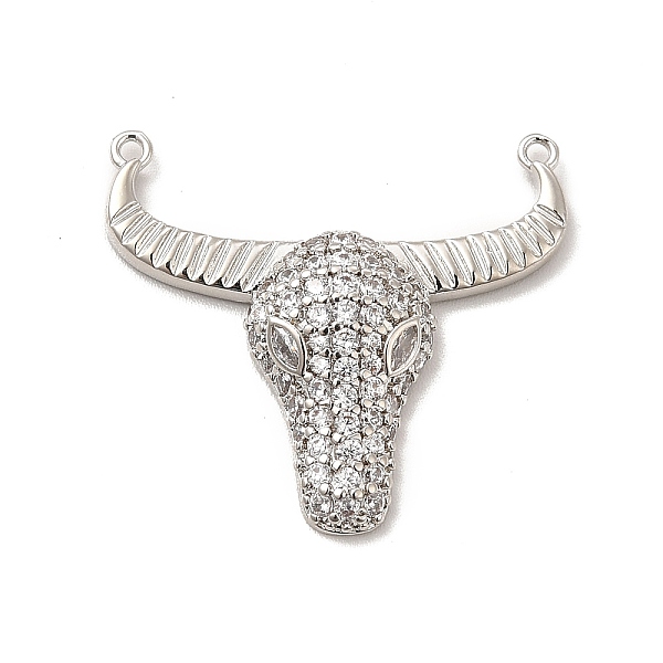 

PandaHall Rack Plating Brass Micro Pave Cubic Zirconia Connector Charms, Cadmium Free & Lead Free, Long-Lasting Plated, Cattle Head Links..., Clear