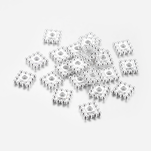 

PandaHall Tibetan Style Spacer Beads, Cadmium Free & Nickel Free & Lead Free, Square, Silver, 7x7x2mm, Hole: 2mm Alloy Square Silver