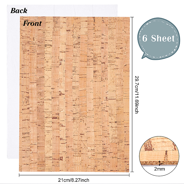 

PandaHall BENECREAT 6 Sheets 21x30cm Self-Adhesive Cork Sheets, Slub Pattern Wall Cork Board with Strong Adhesive-Backed for Coaster, Wall...