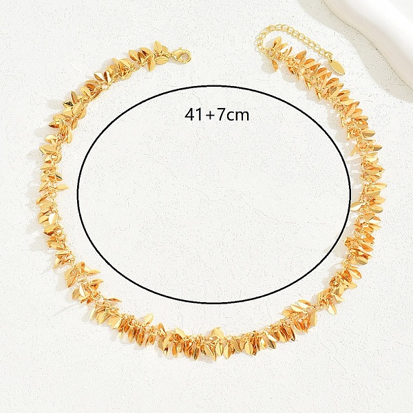 

PandaHall Unique Vintage Luxe Copper Gold Leaf Metal Necklace Vacation Party Accessory. Brass