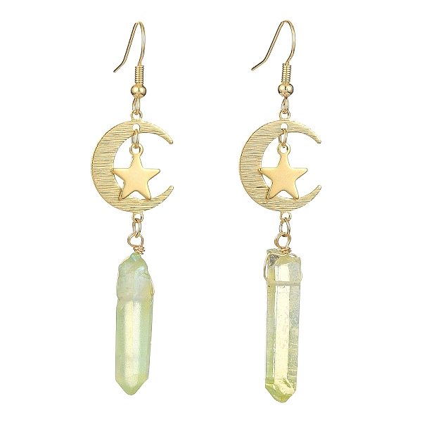 

PandaHall Electroplated Natural Quartz Crystal Dangle Earrings, with Brass Real 24K Gold Plated Link Connectors and 304 Stainless Steel...