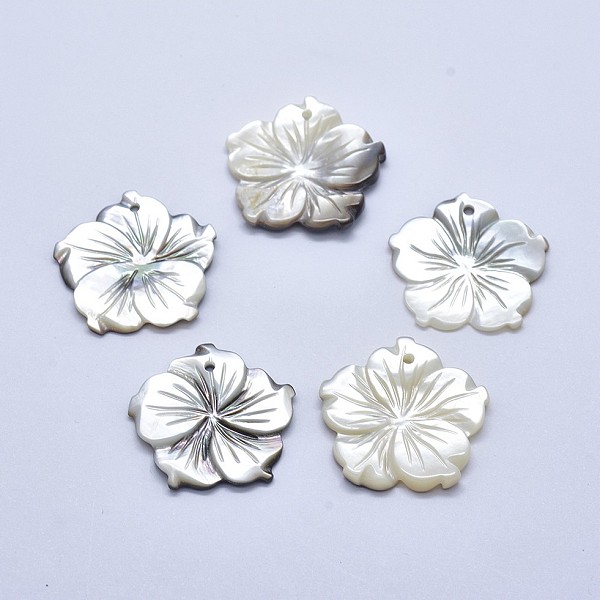 

PandaHall Shell Pendants, Flower, 23~25x2~4mm, Hole: 1mm Shell Flower
