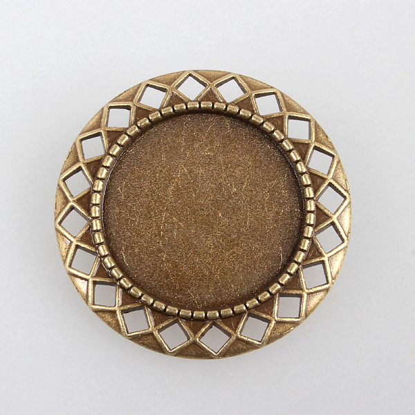 

PandaHall Vintage Alloy Brooch Cabochon Bezel Settings, with Iron Pin Brooch Back Bar Findings, Flat Round, Cadmium Free & Nickel Free &...