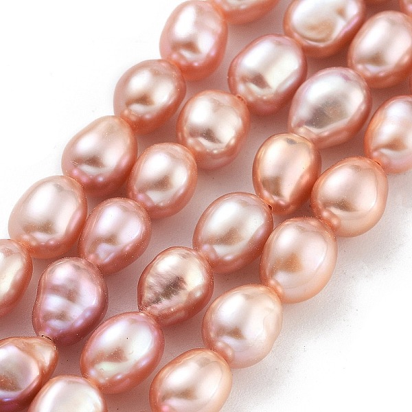 

PandaHall Natural Cultured Freshwater Pearl Beads Strands, Two Sides Polished, Grade 6A, Light Salmon, 6~7mm, Hole: 0.6mm, about...