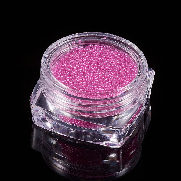 PandaHall Translucence DIY 3D Nail Art Decoration Mini Glass Beads, Tiny Caviar Nail Beads, Magenta, 0.6~0.9mm, about 6g/box Glass Round...
