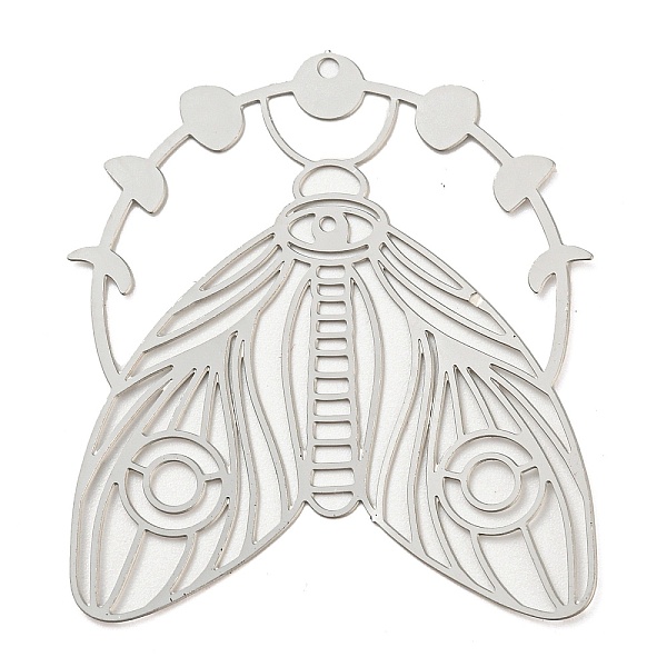 

PandaHall 201 Stainless Steel Pendants, Etched Metal Embellishments, Moth Charm, Stainless Steel Color, 37.5x33x0.2mm, Hole: 1.2mm 201...