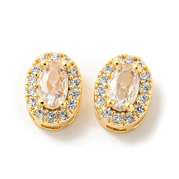 

PandaHall Brass Micro Pave Cubic Zirconia Beads, Oval, Real 18K Gold Plated, 8x6x4.5mm, Hole: 2.5x1mm Brass+Cubic Zirconia Oval Clear