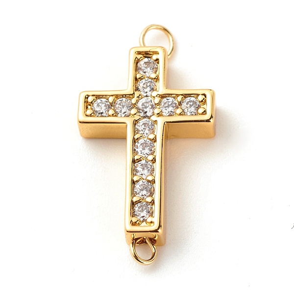 

PandaHall Brass Micro Pave Clear Cubic Zirconia Links Connectors, with Brass Eye Pins, Cross, Golden, 24x12.5x4mm, Hole: 3mm Brass+Cubic...