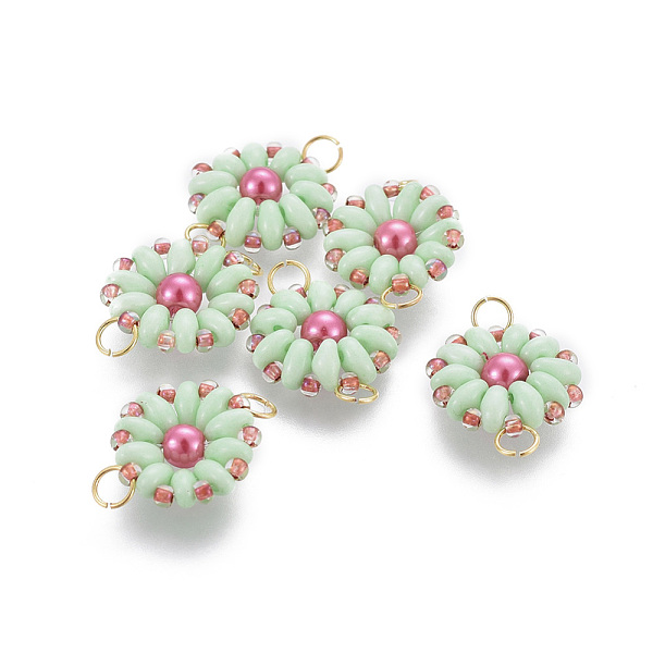 

PandaHall MIYUKI & TOHO Handmade Japanese Seed Beads Links, Loom Pattern, Sun Flower, Pale Green, 19~20x13.5~14x4.5mm, Hole: 3mm Glass...